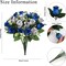2 Pcs Artificial Cemetery Flowers with Vase – Blue & White Silk Roses, Memorial Grave Flowers for Outdoor Headstones, Cemetery Flower Arrangements